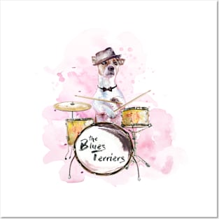 Jack Russell Terrier Playing Drums Posters and Art